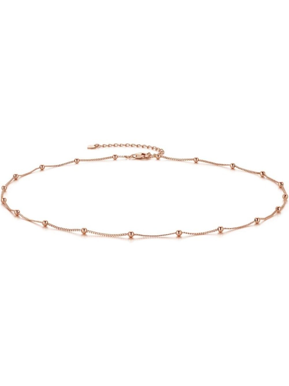 Dainty 925 Sterling Silver Choker Necklace, Gold Plated Satellite Bead Pendant